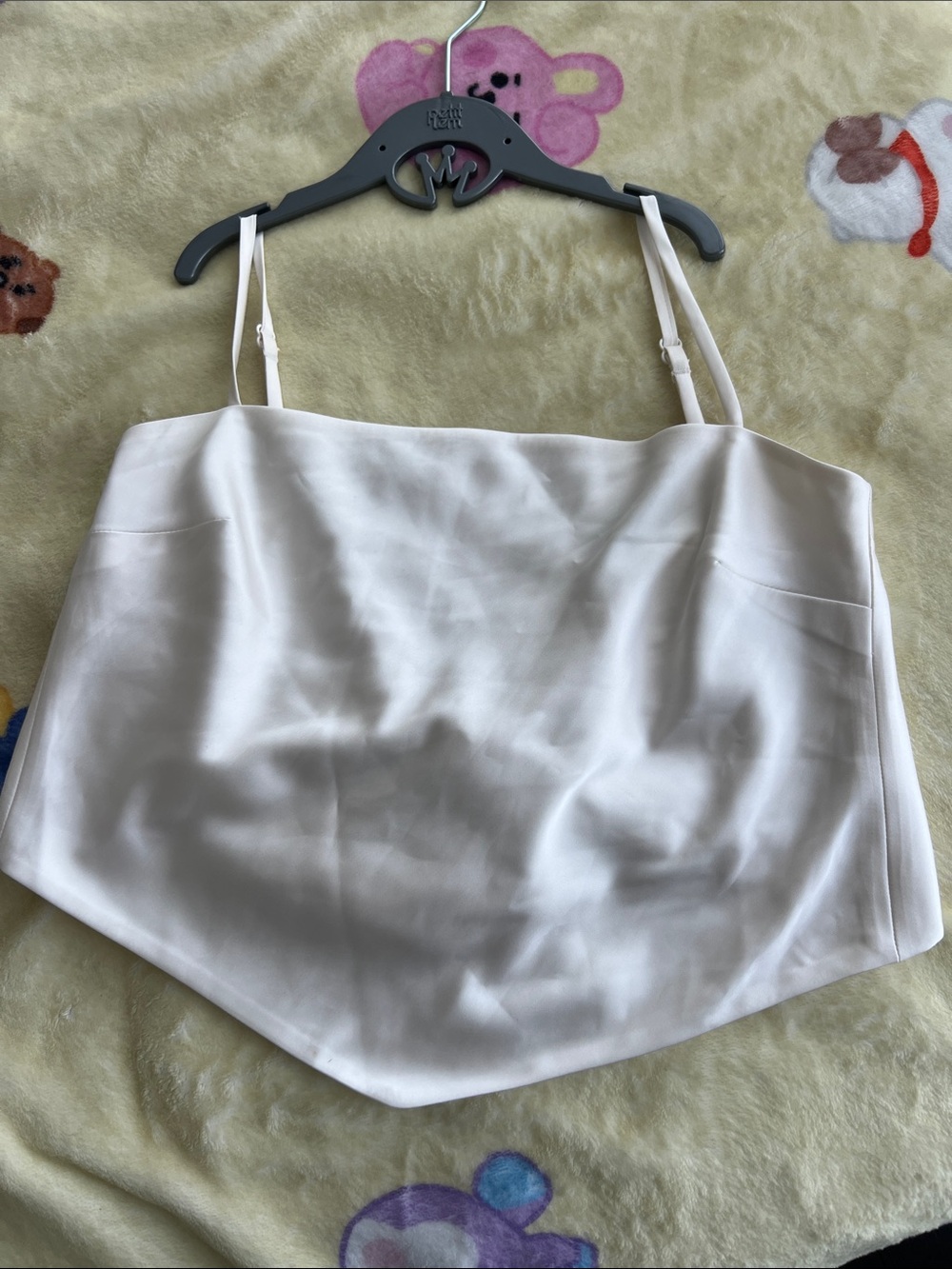 Women’s White Satin Crop Top with Adjustable Straps